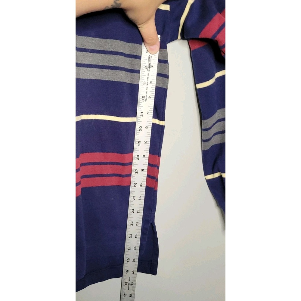 VINTAGE 90s NAUTICA‎ Polo Shirt Mens Large Rugby Heavyweight Striped Red Blue - Picture 9 of 14